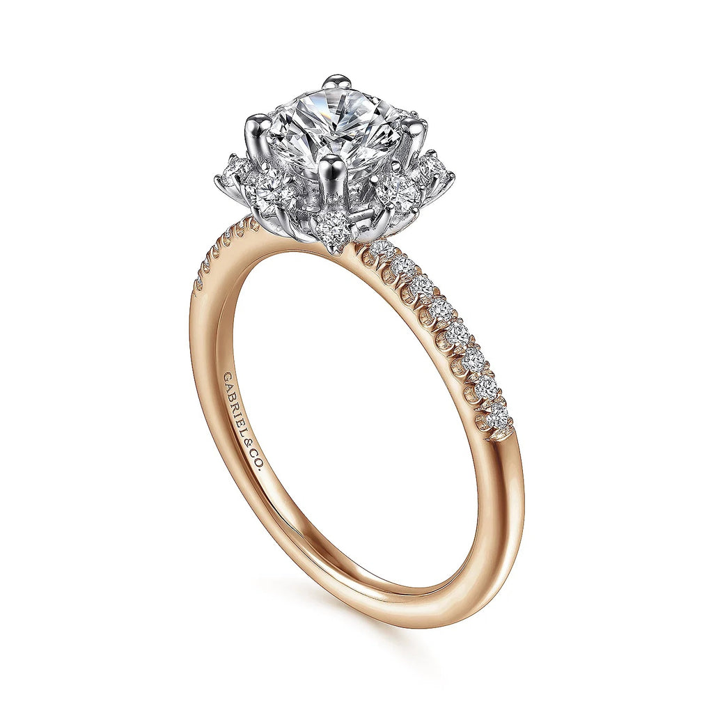 Niccola - 14K White-Rose Gold Round Halo Diamond Engagement Ring - GABRIEL BROS, INC