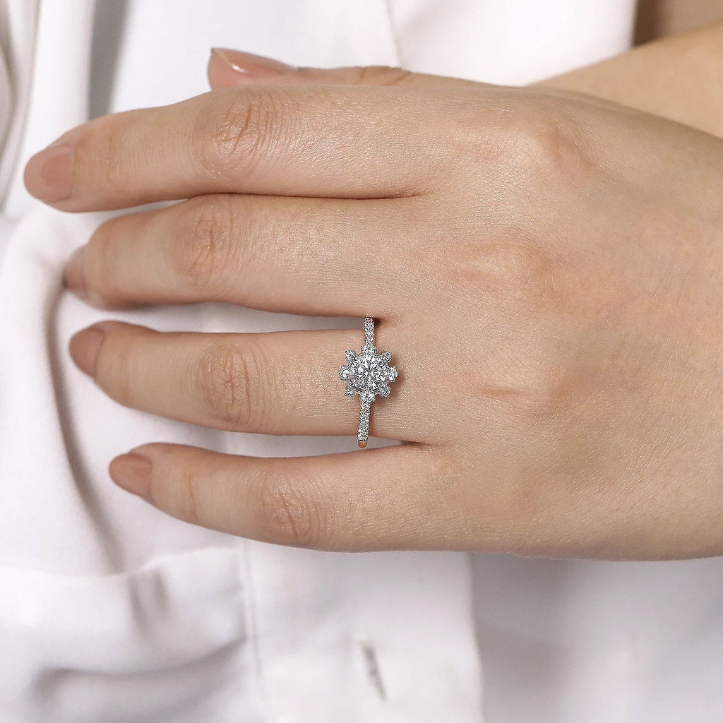 Niccola - 14K White-Rose Gold Round Halo Diamond Engagement Ring - GABRIEL BROS, INC