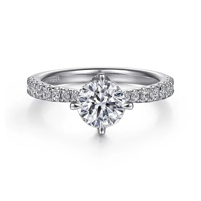 14K White Gold Semi Mount Engagement Ring - GABRIEL BROS, INC