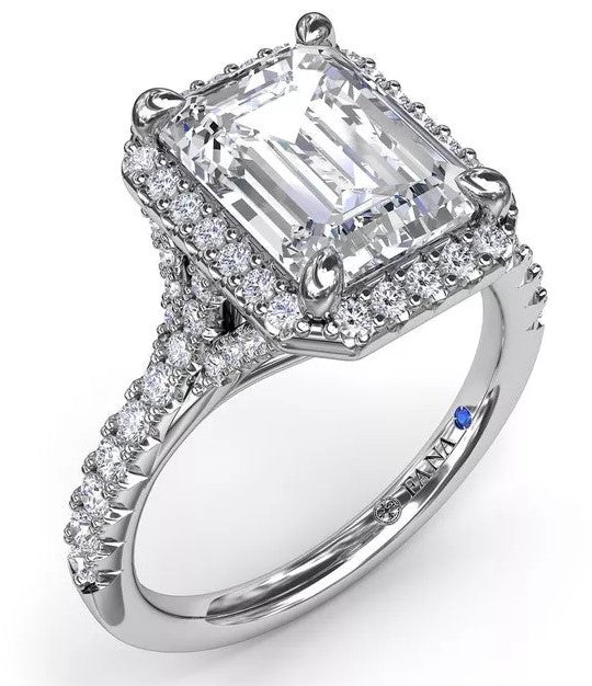 Split Shank Diamond Halo Engagement Ring - FANA
