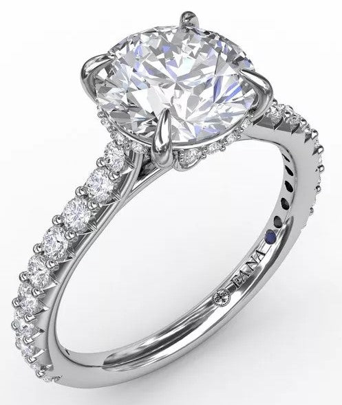 Classic Round Diamond Solitaire Engagement Ring with Hidden Halo - FANA