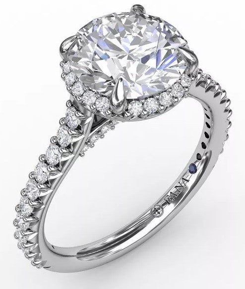 Contemporary Round Diamond Halo Engagement Ring - FANA