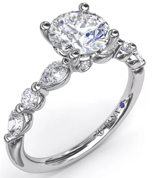 Alternating Teardrop and Round Diamond Engagement Ring - FANA