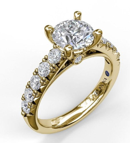 Handset French Pave Diamond Engagement Ring - FANA