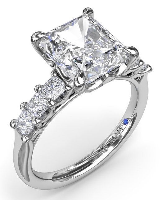 Princess Cut Side Stone Diamond Engagement Ring - FANA