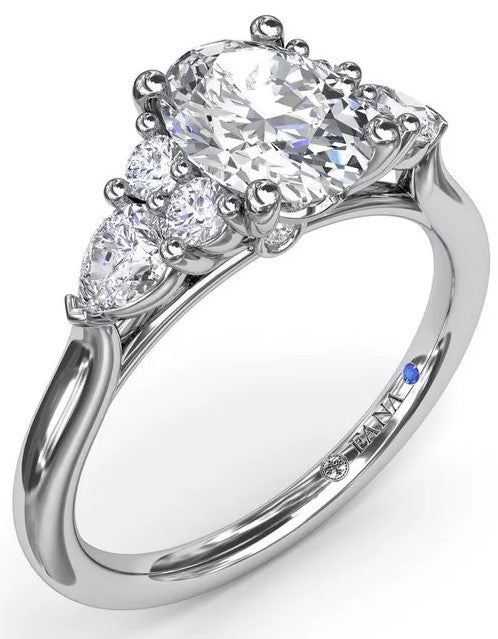 Pear Side Cluster Diamond Engagement Ring - FANA