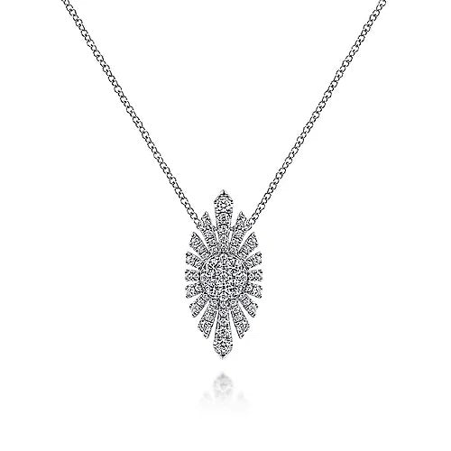 14K White Gold Diamond Pendant Necklace - GABRIEL BROS, INC