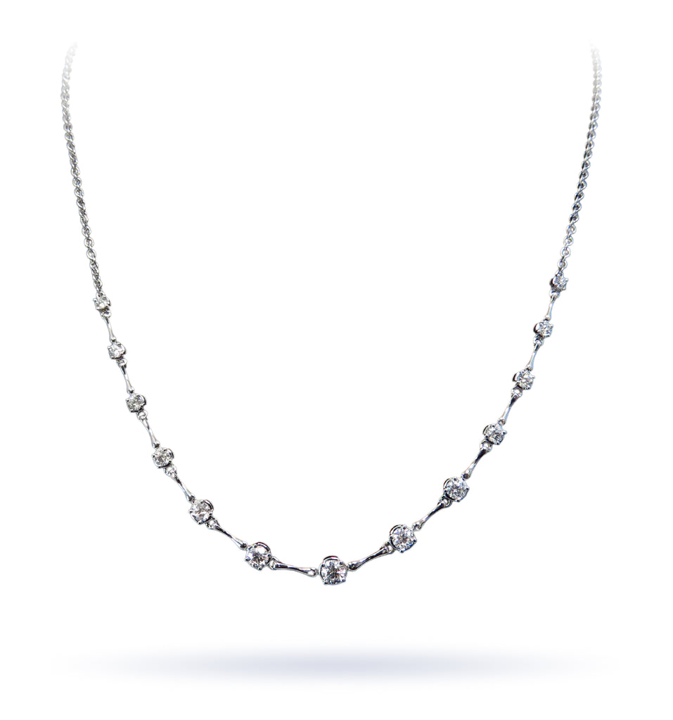 White Gold and Dash-And-Dot Diamond Necklace - A LINK & CO INC