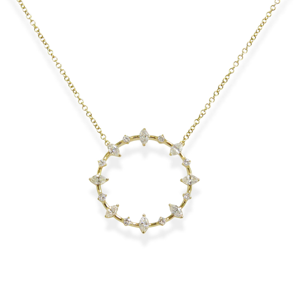 Diamond Circle Pendant Necklace - BRILLIANT ELEMENTS BE
