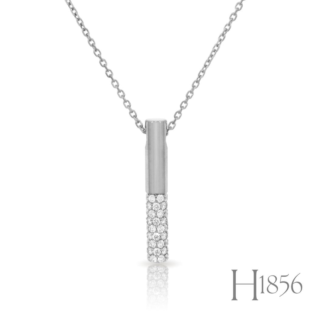14K White Gold Diamond Bar Necklace - BIXLERS