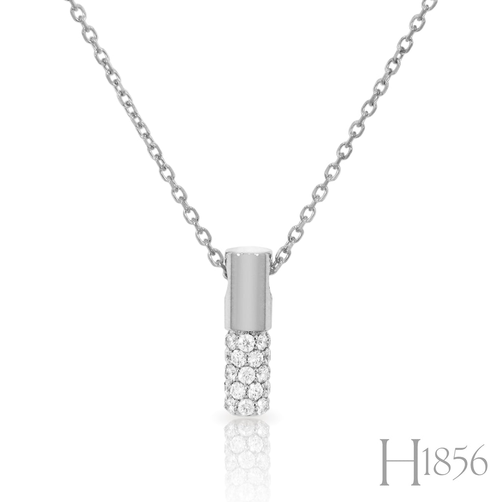 14K White Gold Mini Diamond Bar Necklace - BIXLERS