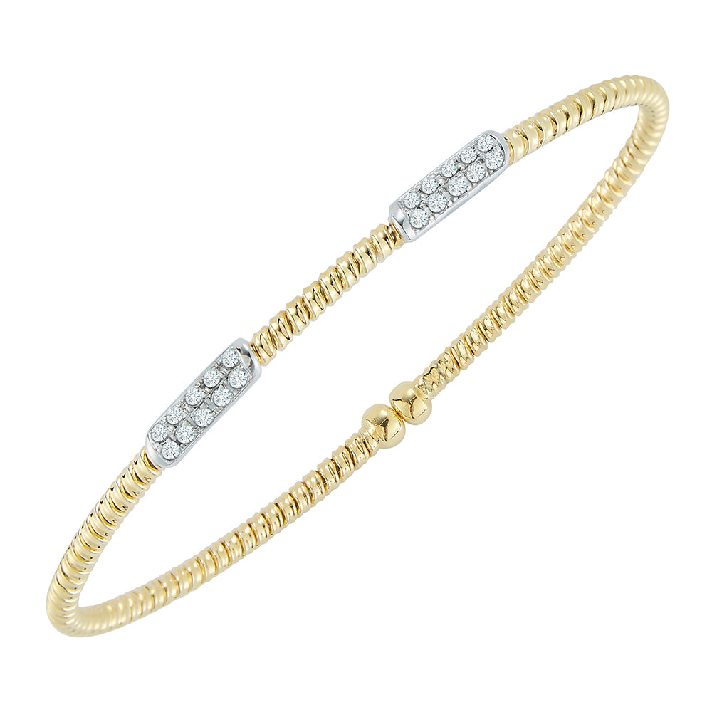 Two-Tone Gold and Diamond Split Bangle Bracelet - DA GOLD PRODUCTS