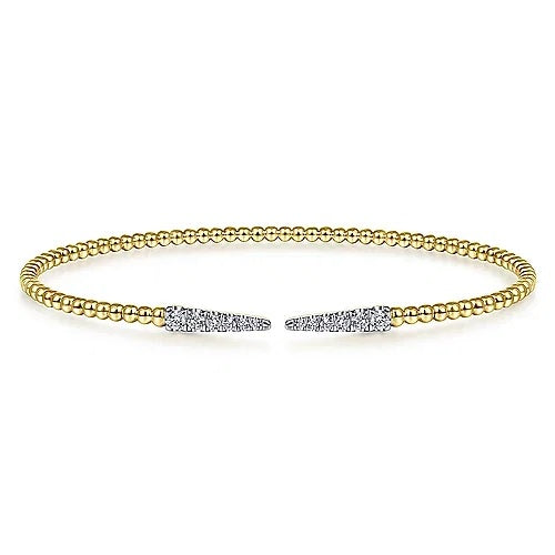 Split 14K Yellow Gold Bujukan Bead Cuff Bracelet with Diamond Pavé Spikes - GABRIEL BROS, INC