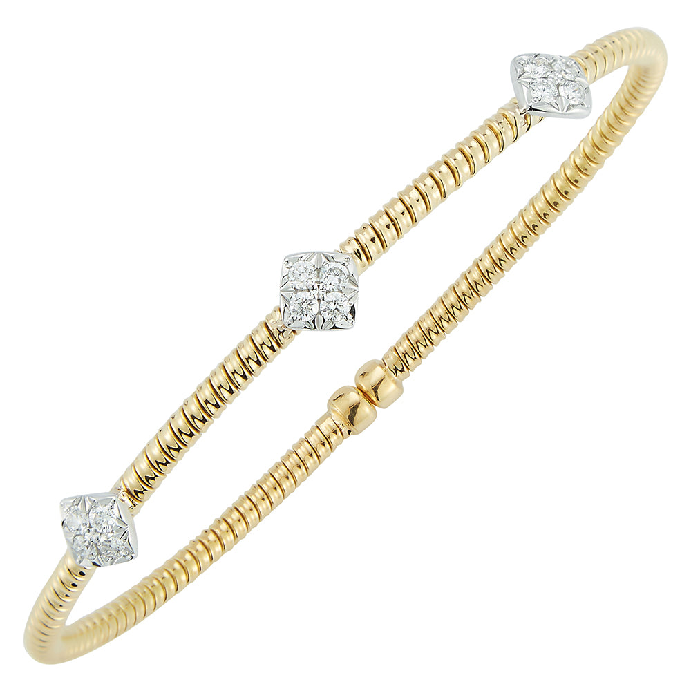 Gold and Diamond Station Bangle Bracelet - DA GOLD PRODUCTS