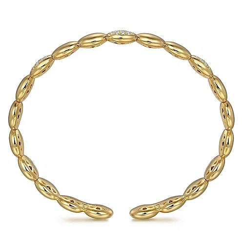 Gold and Diamond Cluster Cuff Bangle Bracelet - GABRIEL BROS, INC