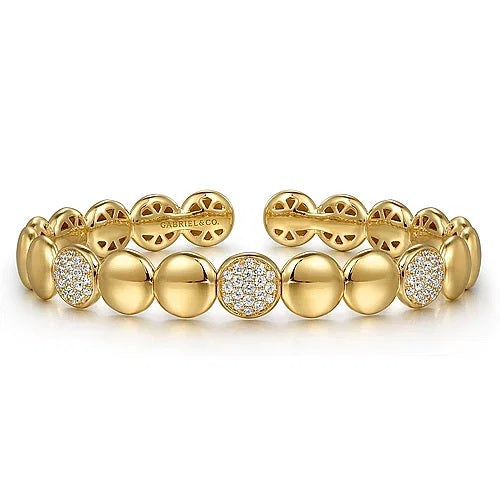 Gold and Diamond Cluster Cuff Bangle Bracelet - GABRIEL BROS, INC