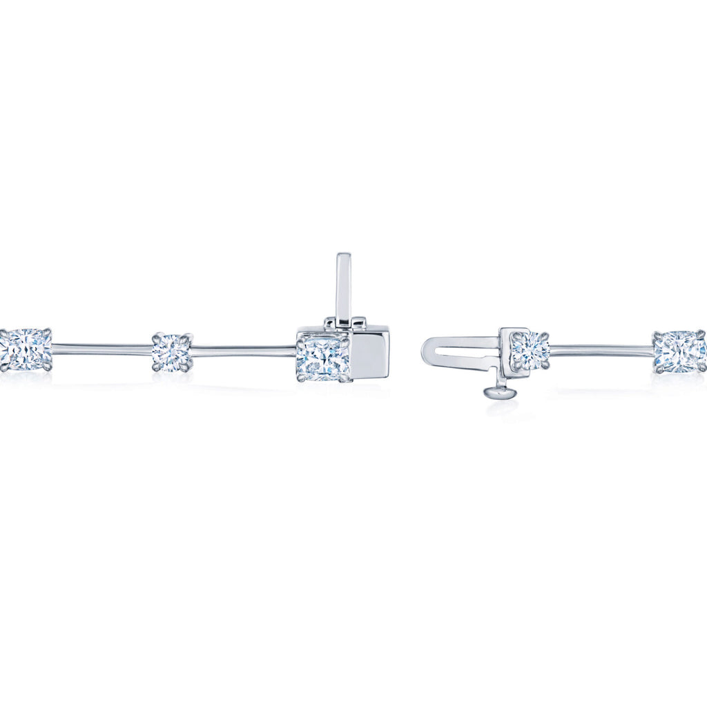 Line Bracelet with Round and Kwiat Cushion Diamonds - KWIAT