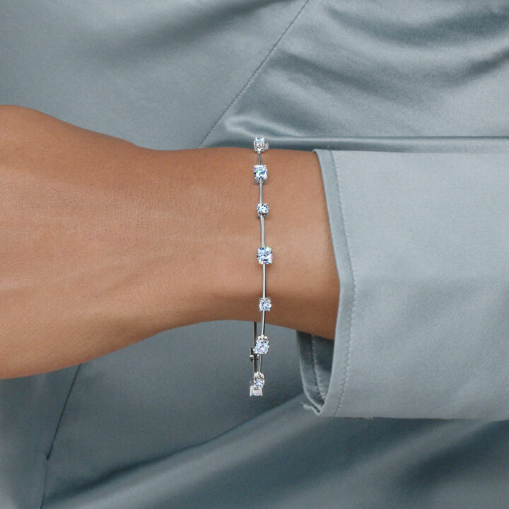 Line Bracelet with Round and Kwiat Cushion Diamonds - KWIAT