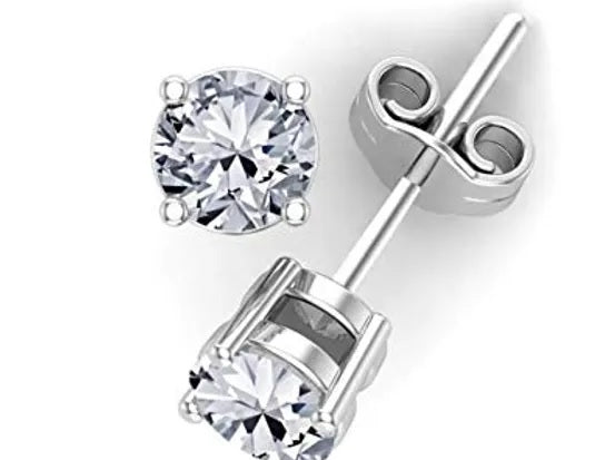 Round Diamond Stud Earrings - BRILLIANT ELEMENTS BE