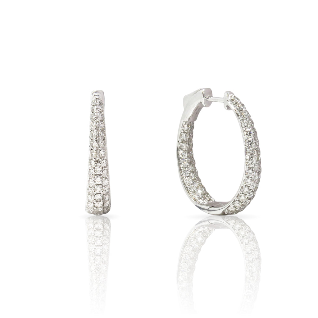 Tapered Pavé Diamond Hoop Earrings - HEERA MOTI INC