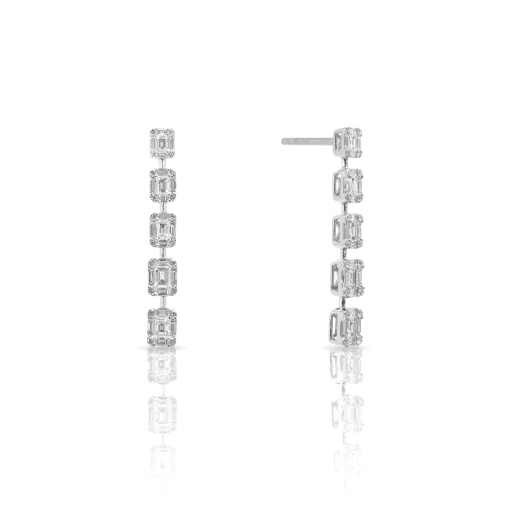 Graduated Diamond Mosaic Earrings - WILLIAM LEVINE INC