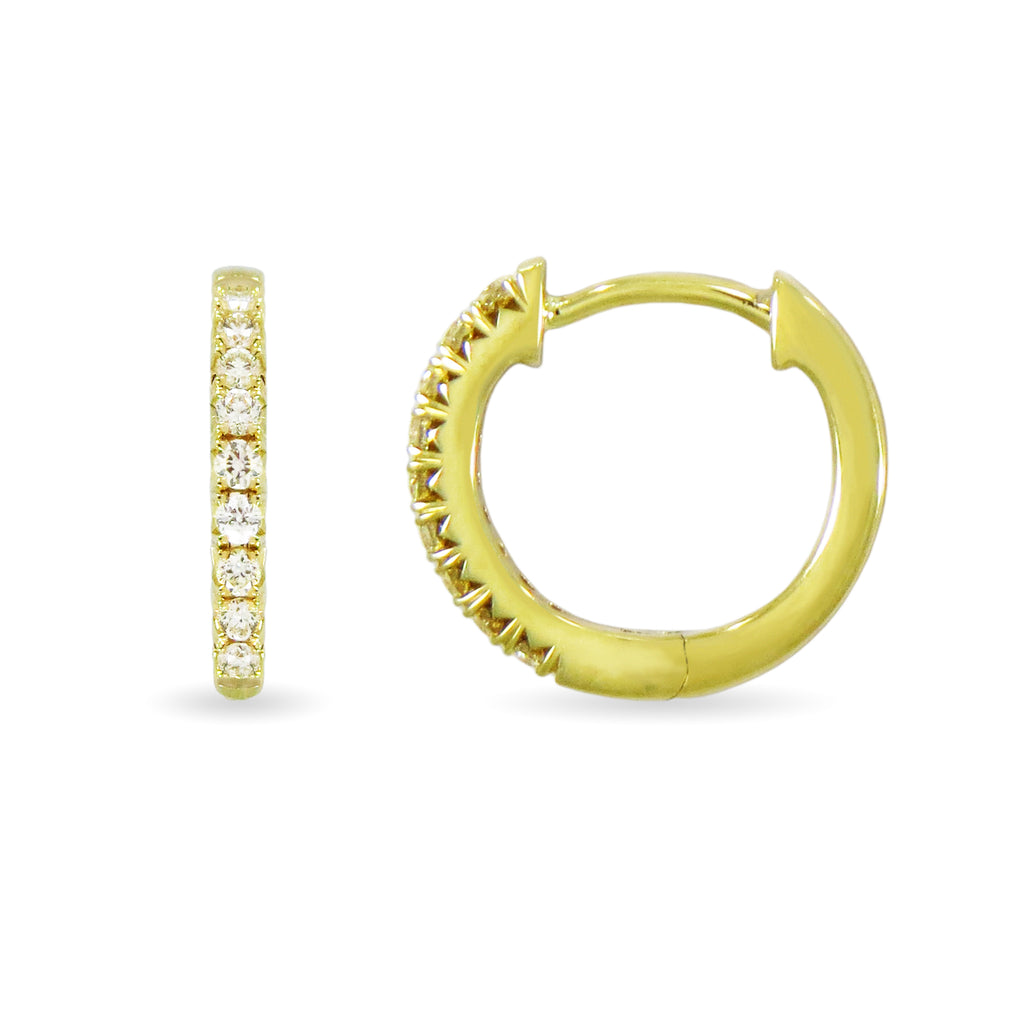 Gold and Diamond Huggie Hoop Earrings - ELOQUENCE