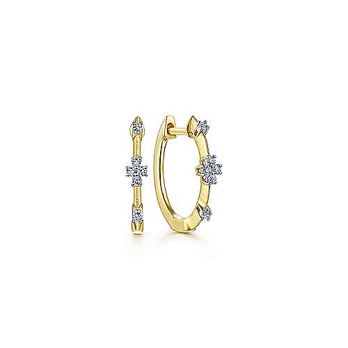 Yellow Gold and Diamond Huggie Earrings - GABRIEL BROS, INC