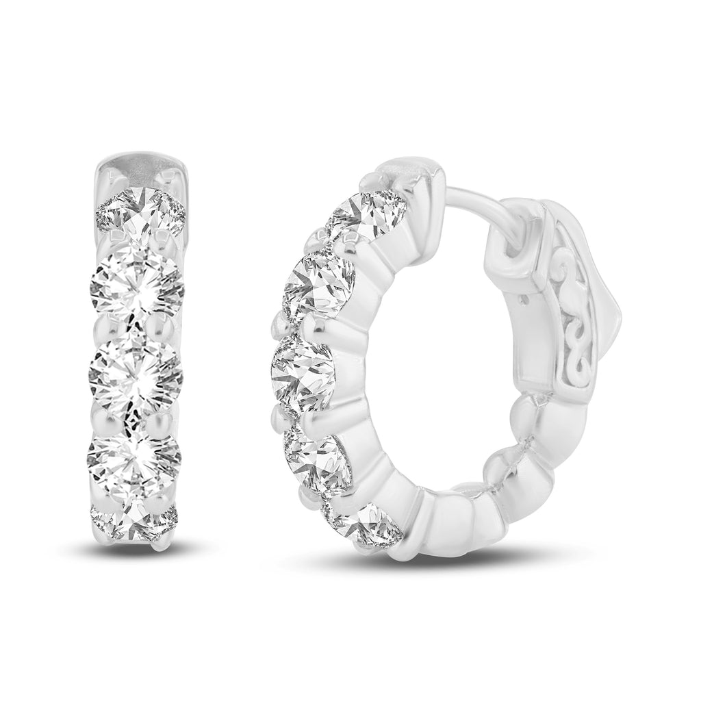 White Gold and Diamond Hoop Earrings - BRILLIANT ELEMENTS BE