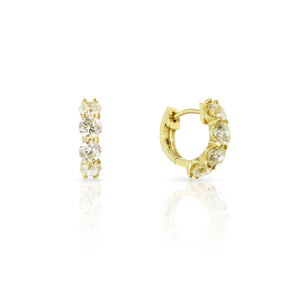 Yellow Gold and Diamond Huggie Hoop Earrings - HEERA MOTI INC