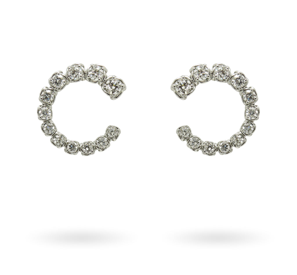 White Gold and Diamond Swirl Earrings - A LINK & CO INC