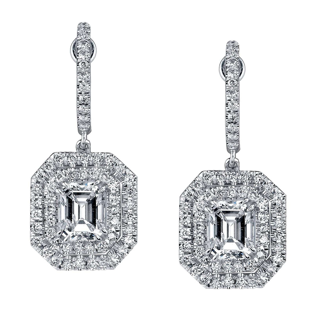 EMERALD CUT DIAMOND DROP EARRINGS - JOSHUA J FINE JEWELRY