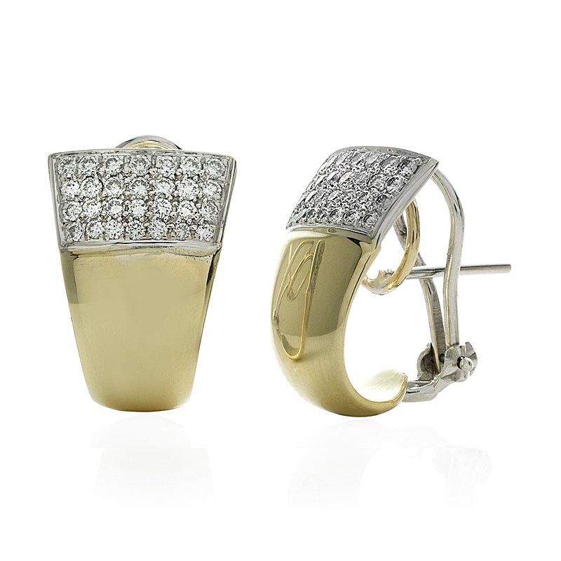 Pavé Gold and Diamond J-Hoop Earrings - RUDOLF FRIEDMANN