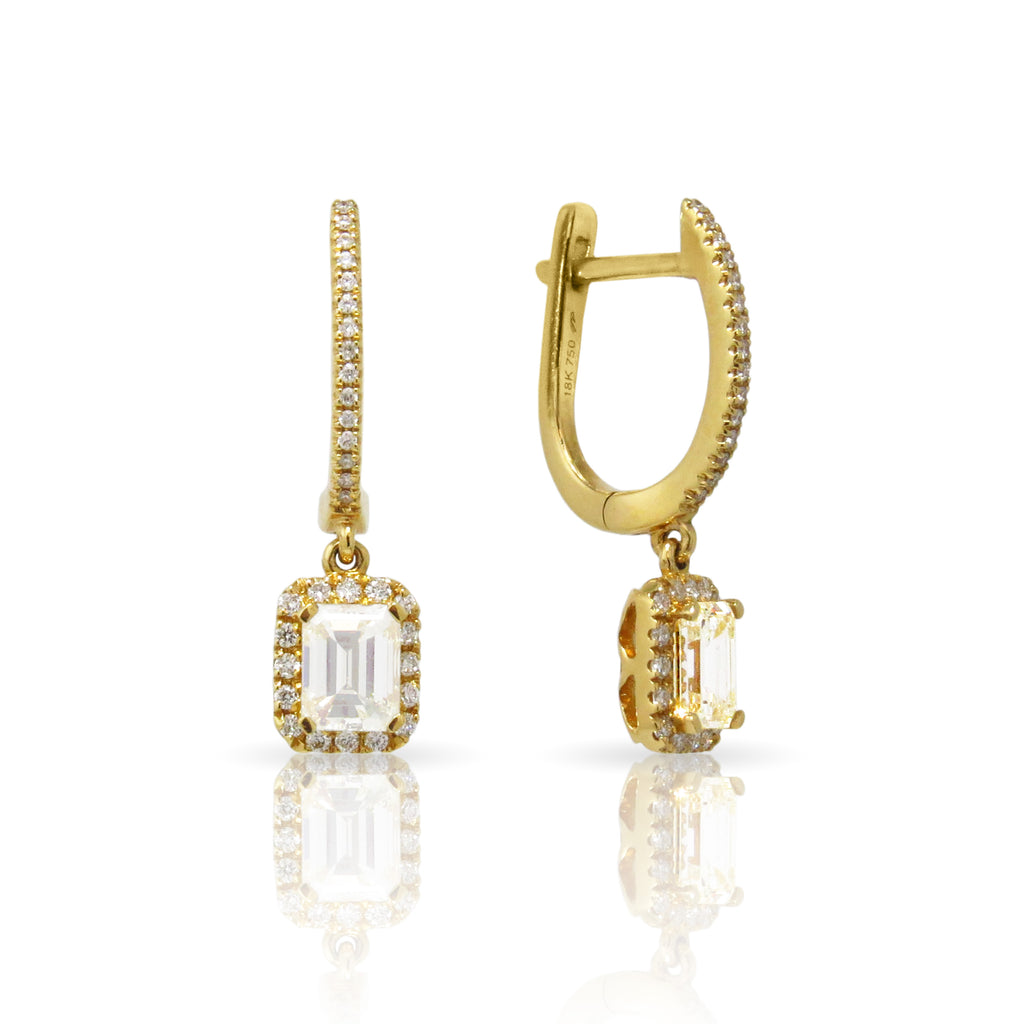 Emerald-Cut Diamond Drop Earrings - CARAT SMART