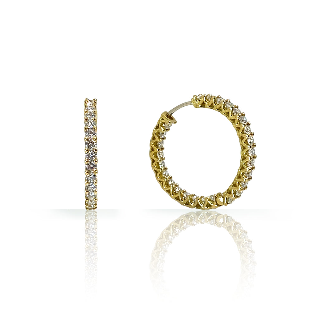 Yellow Gold and Diamond Hoop Earrings - A LINK & CO INC