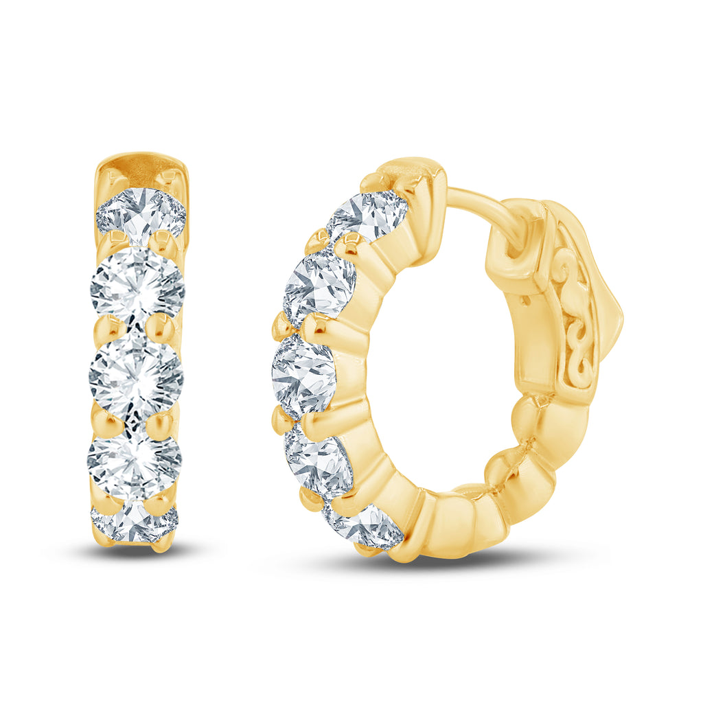 Yellow Gold and Diamond Hoop Earrings - BRILLIANT ELEMENTS BE