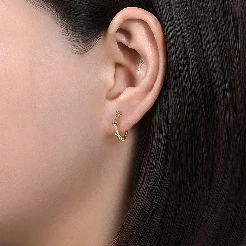 Yellow Gold and Diamond Huggie Earrings - GABRIEL BROS, INC