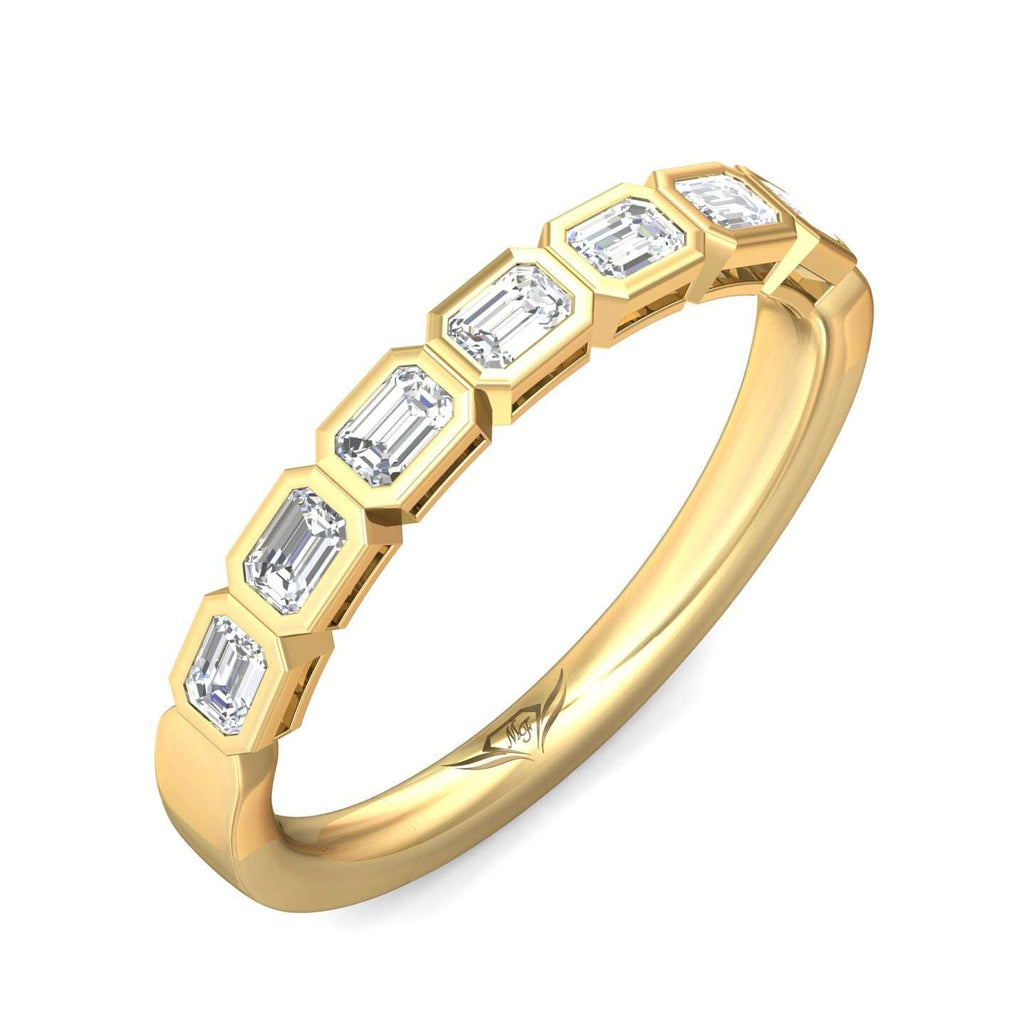 14K Yellow Gold Emerald Cut Diamond Band - MARTIN FLYER INC