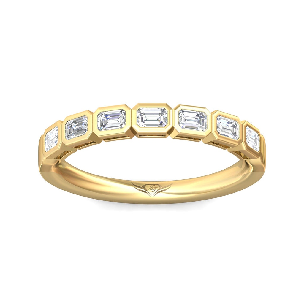 14K Yellow Gold Emerald Cut Diamond Band - MARTIN FLYER INC