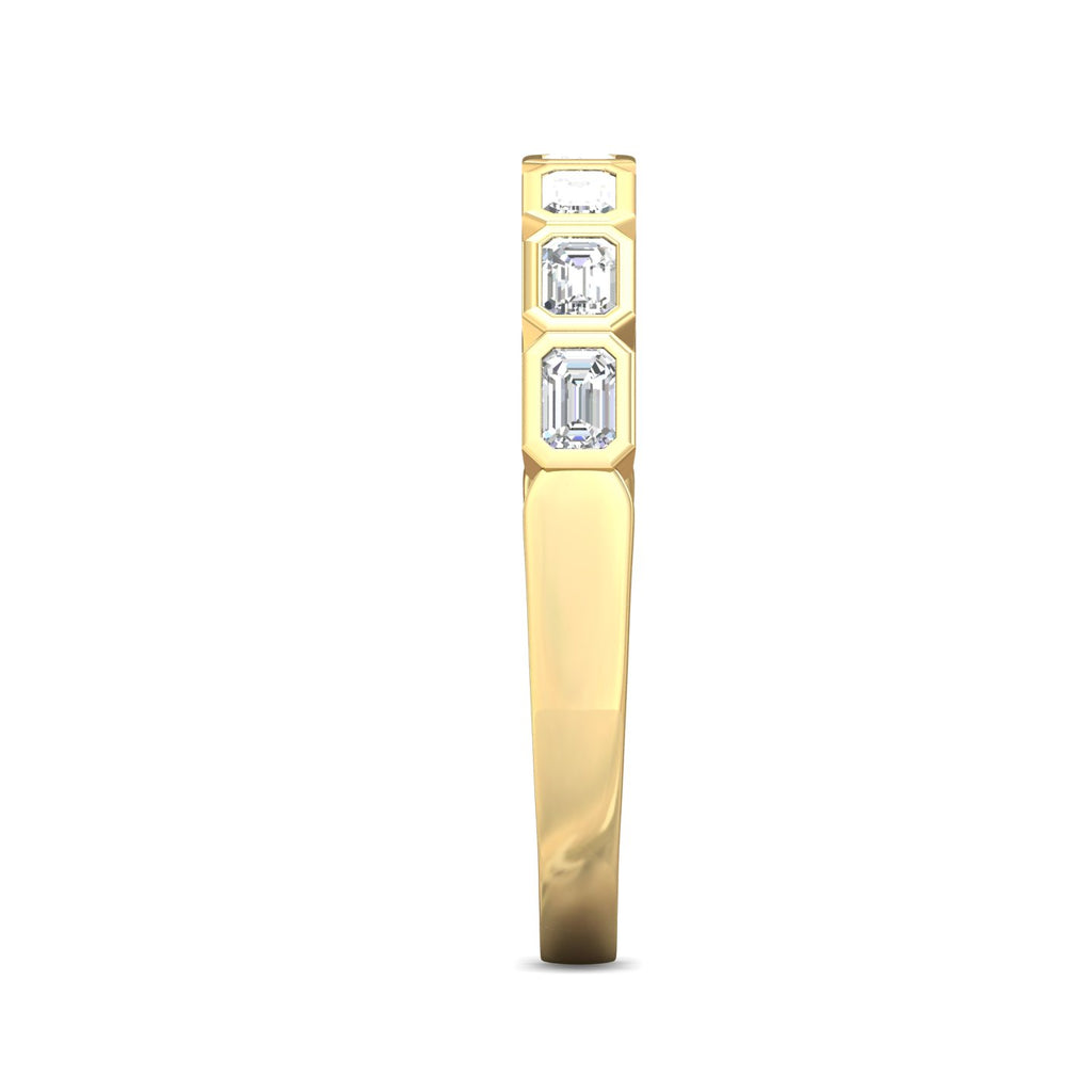 14K Yellow Gold Emerald Cut Diamond Band - MARTIN FLYER INC