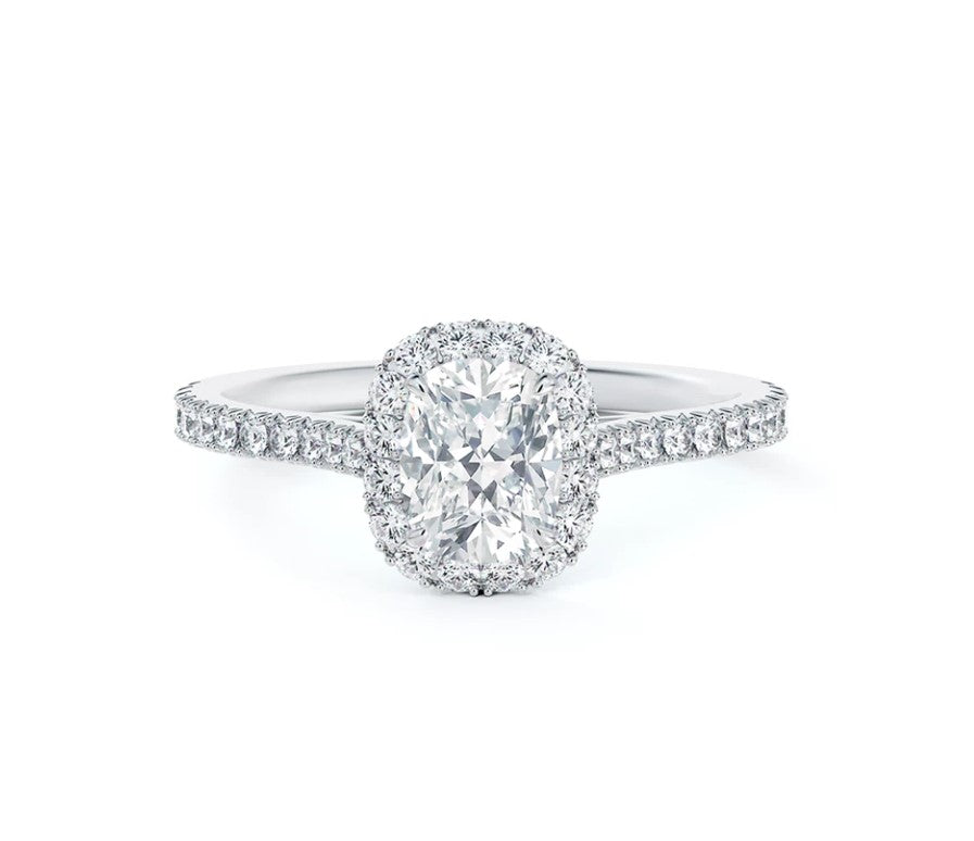 "Center of My Universe®" Cushion Halo Engagement Ring with Diamond Band - FOREVERMARK US INC