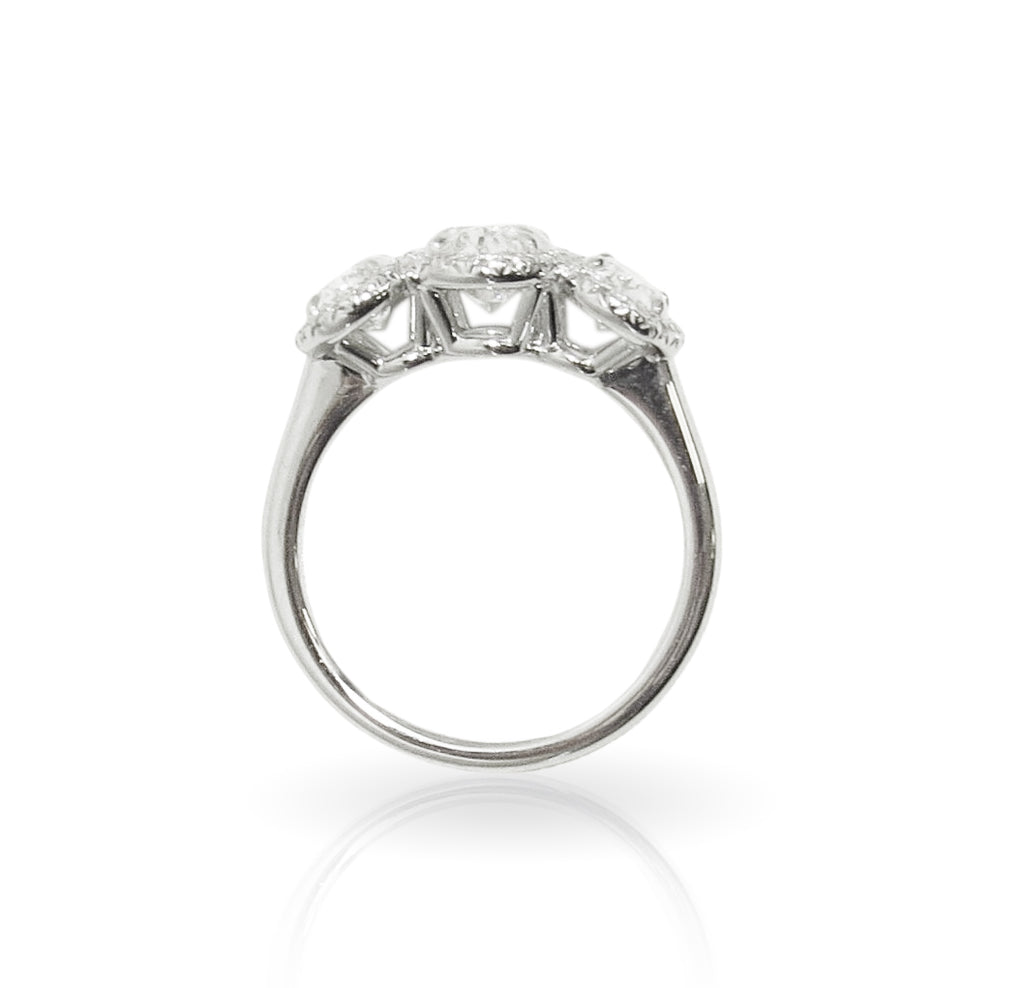 Three-Stone Halo Diamond Ring - RAHAMINOV DIAMONDS INC RAH