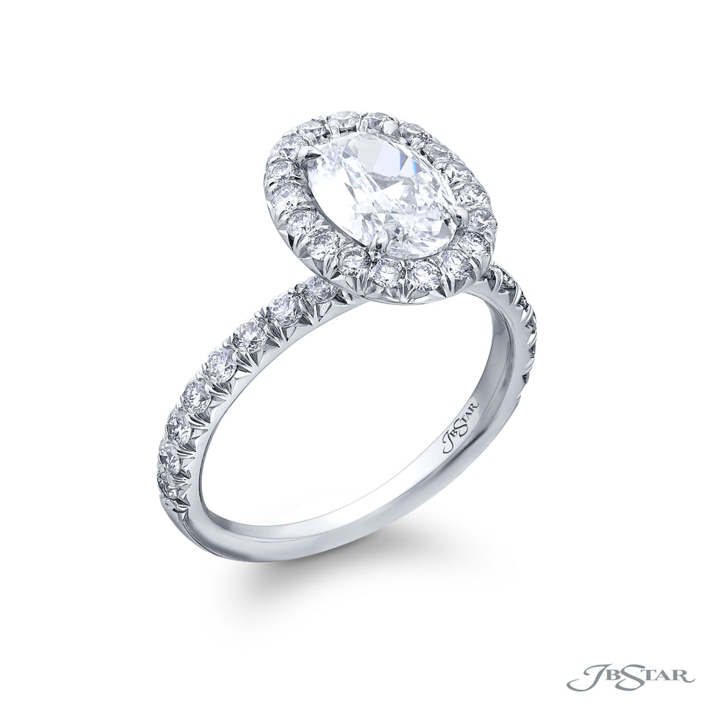 JB STAR OVAL HALO MICRO PAVE ENGAGEMENT RING - JB STAR
