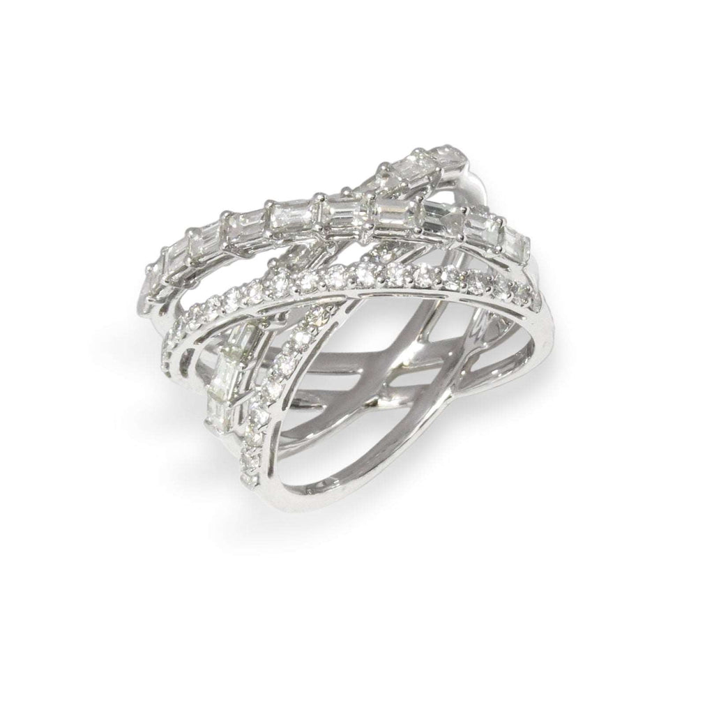 Criss-Cross Fancy Shape Diamond Ring - HEERA MOTI INC