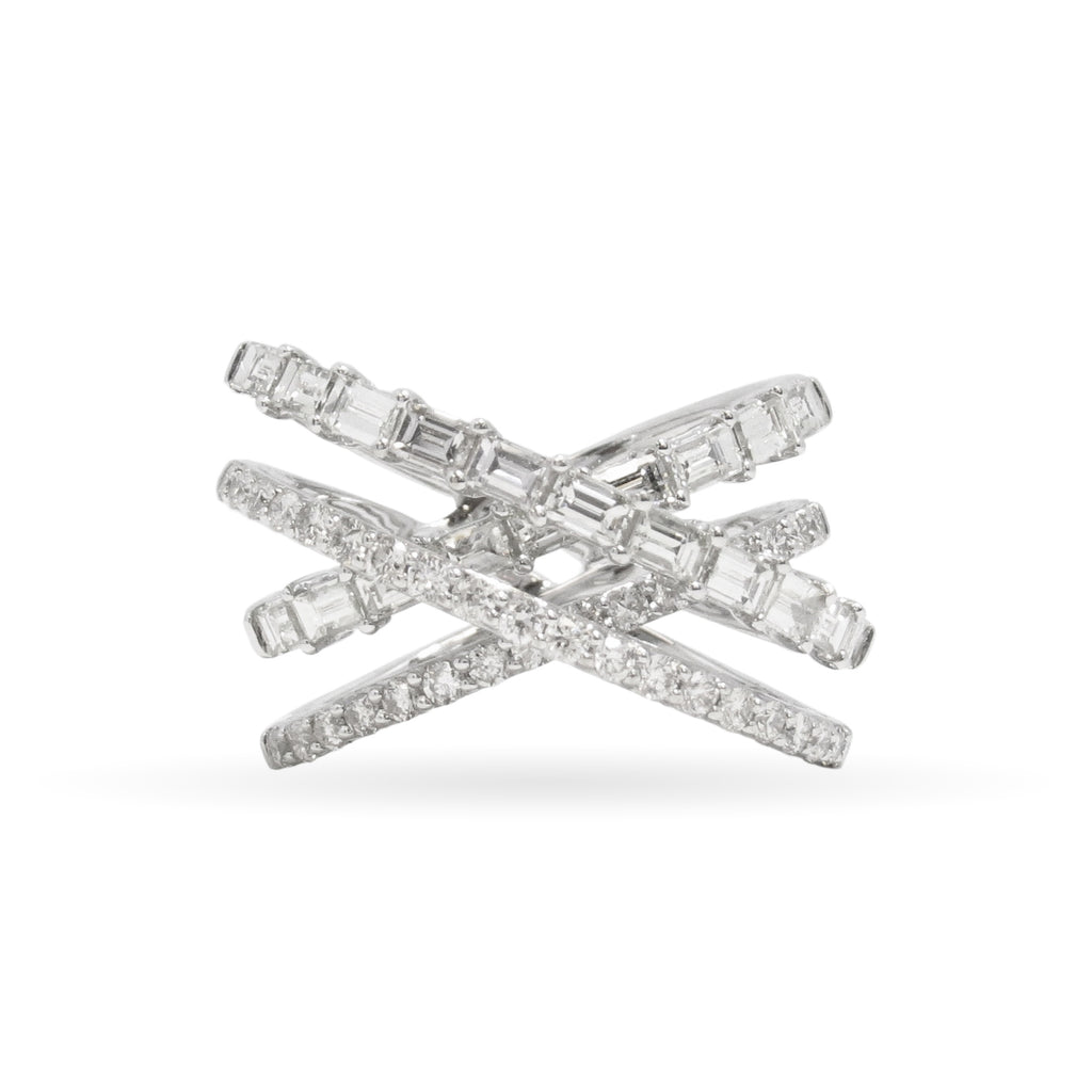 Criss-Cross Fancy Shape Diamond Ring - HEERA MOTI INC