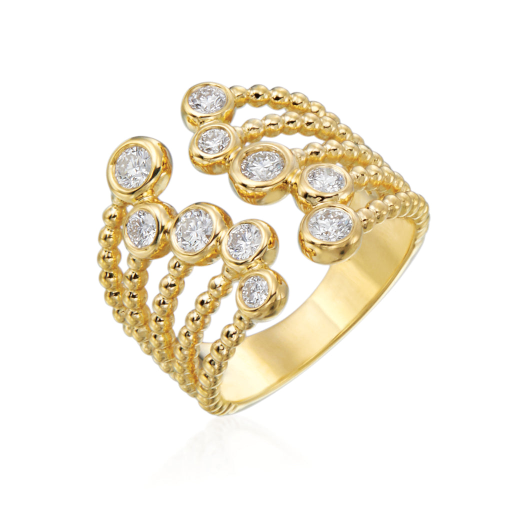 GUMUCHIAN NUTMEG 18K GOLD BEADED CUFF RING - GUMUCHIAN FILS LTD