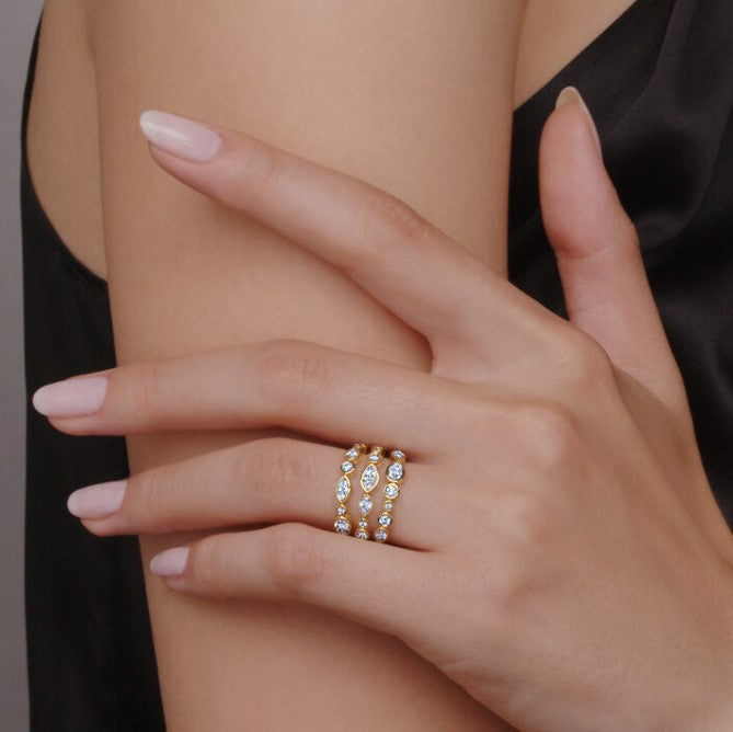 Three-Row Ring with Mixed Shape Diamonds - KWIAT