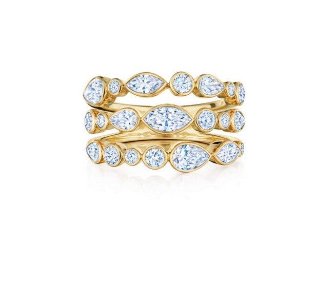 Three-Row Ring with Mixed Shape Diamonds - KWIAT