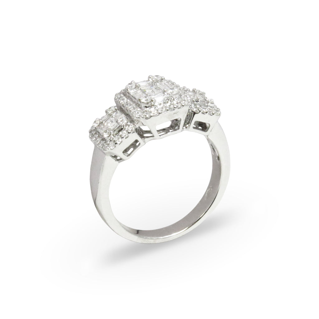 Three-Stone Mosaic Diamond Ring - WILLIAM LEVINE INC