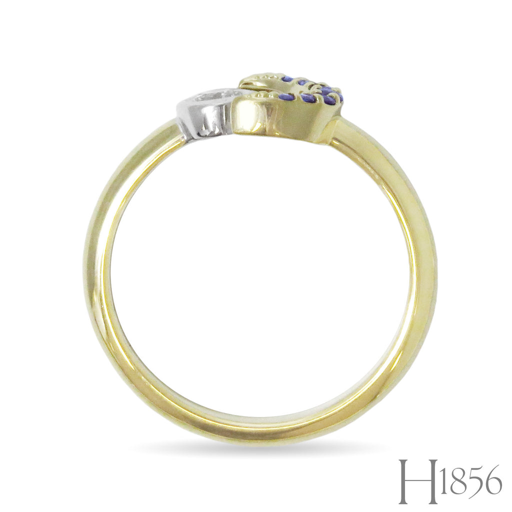 Open Ring with Diamond and Sapphire - BIXLERS
