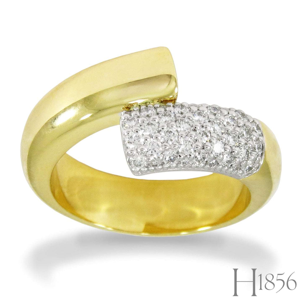 14K Bypass Diamond Bar Ring - BIXLERS